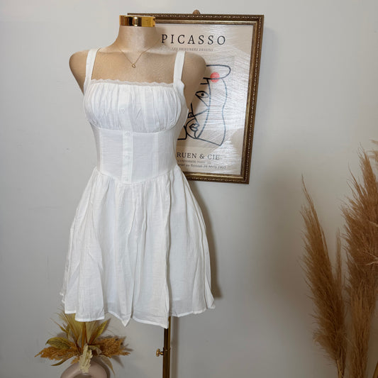 Corset Mini Dress-Off White