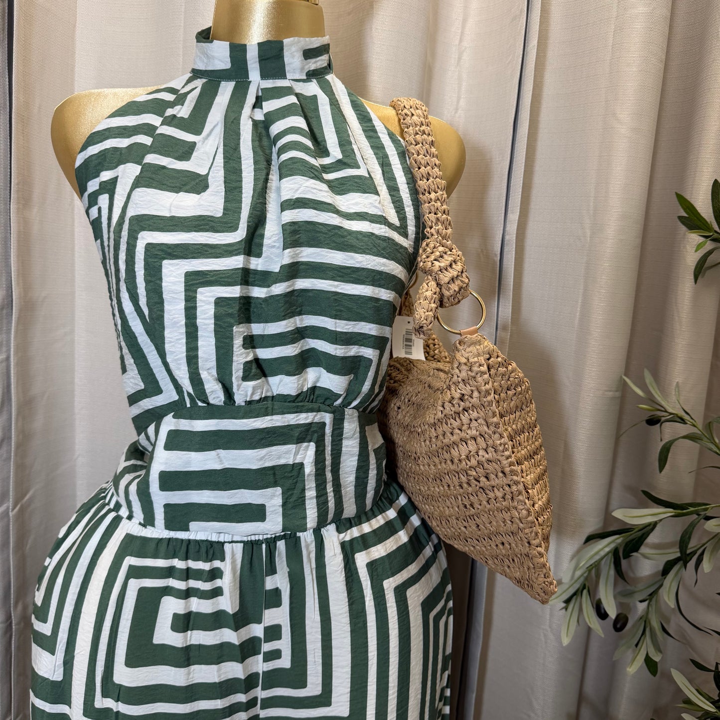 PL-Halter Crop Top wide Pant set-Green