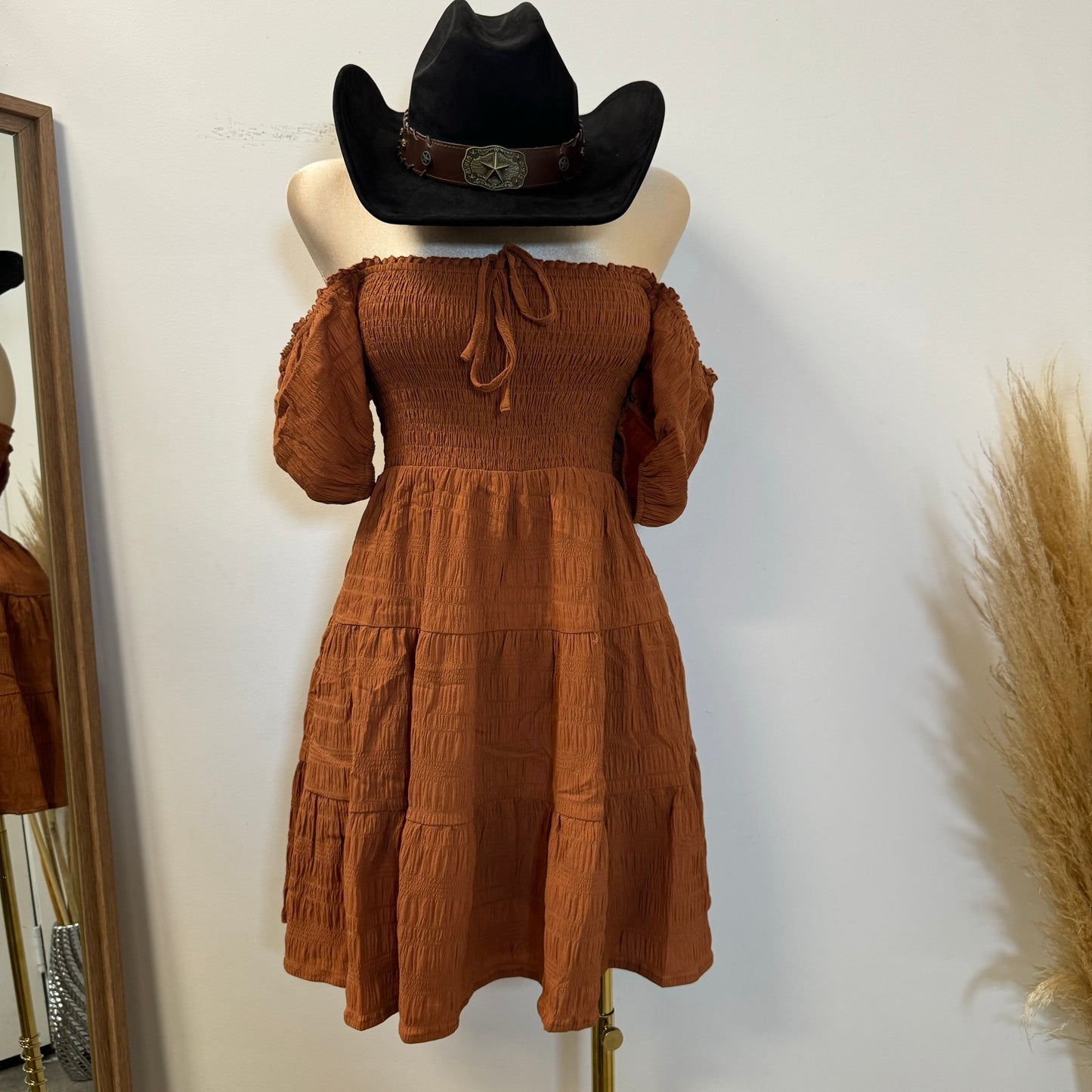 Vaquerita Dress-Rust