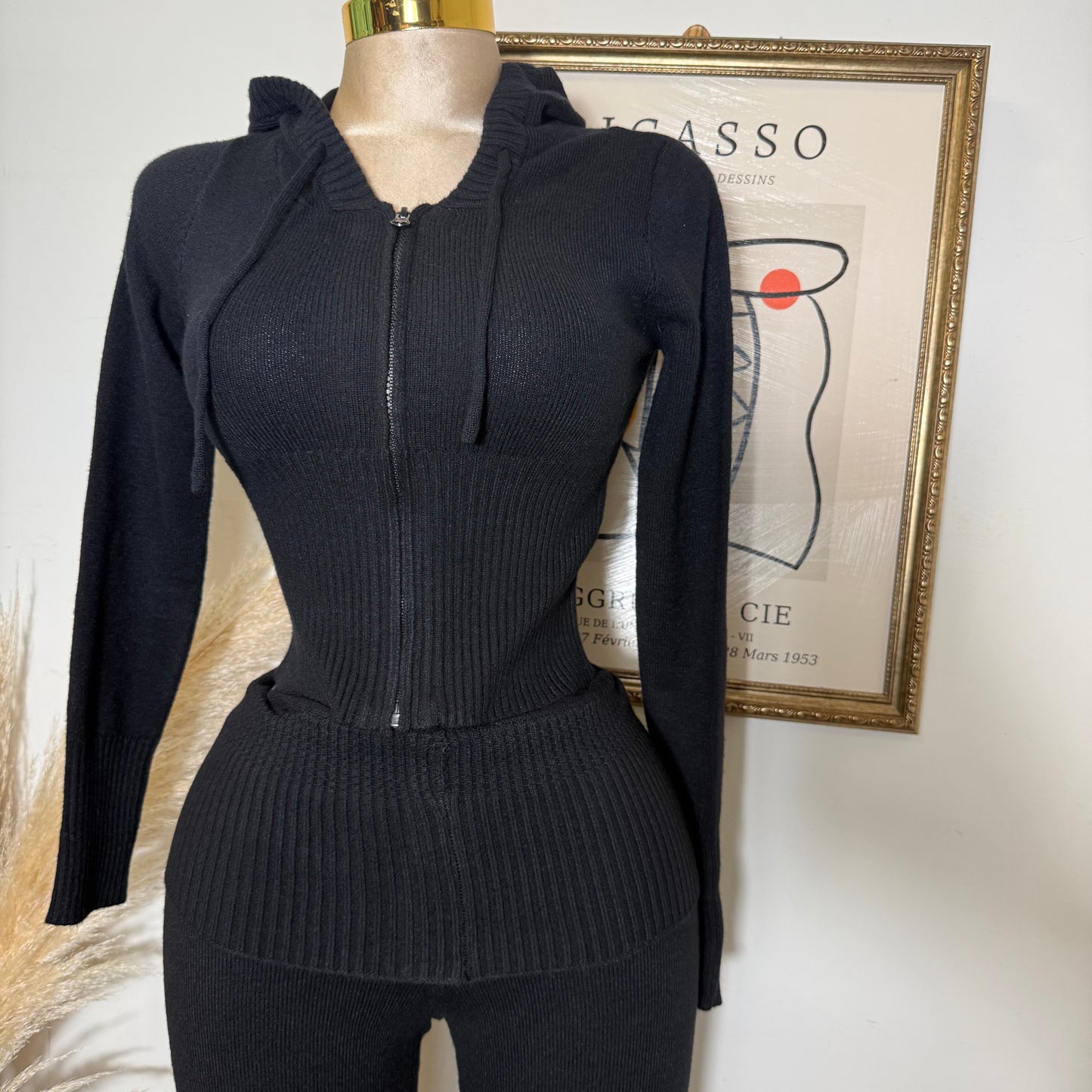 Y2K knitted Pant Set-Black