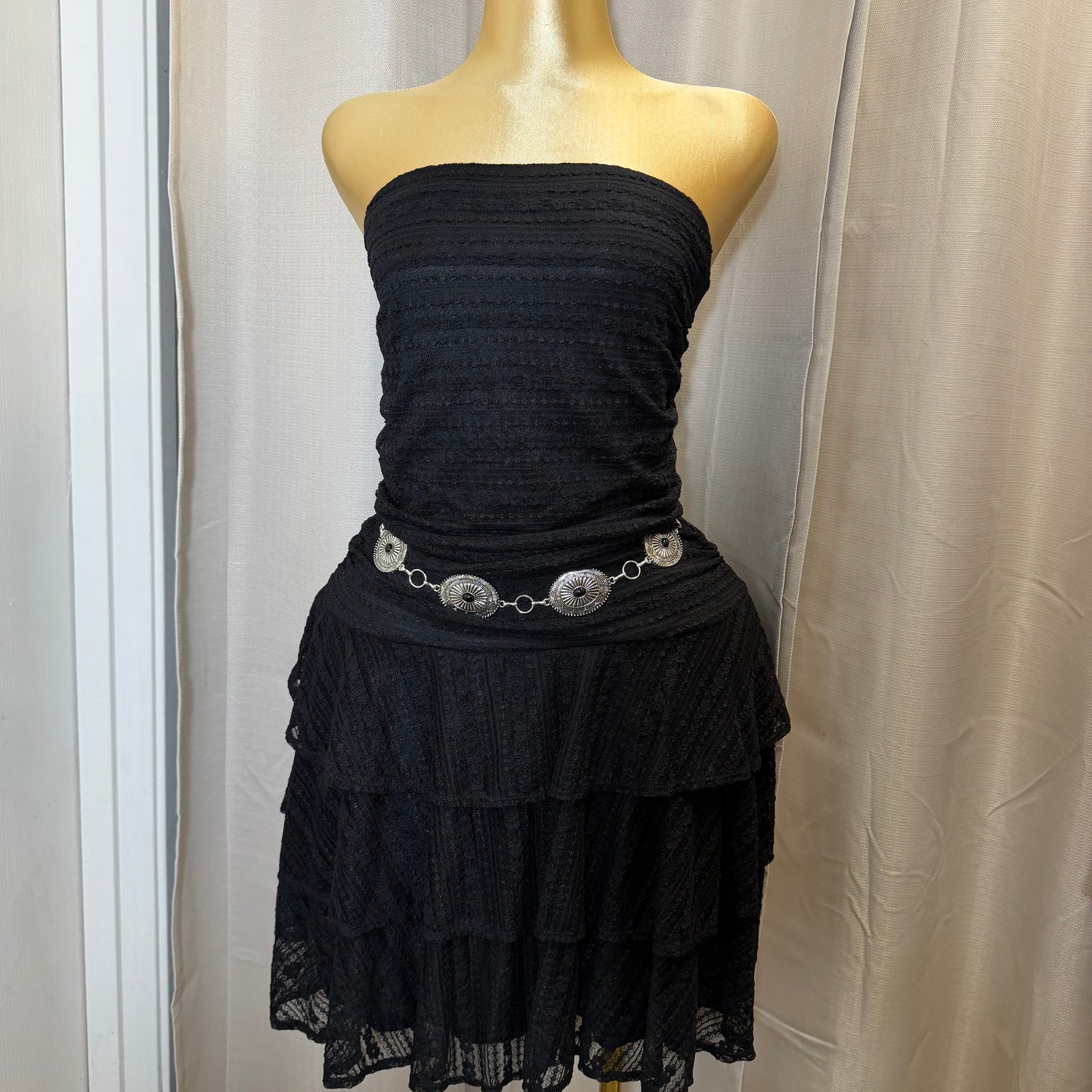 PL-Ruffle Tube Dress-Black