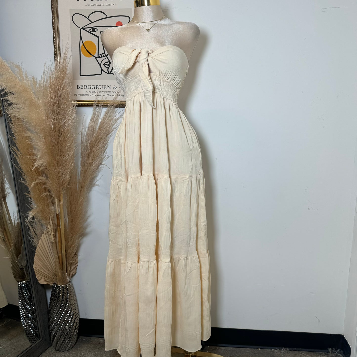 Strapless Maxi Dress-Baby Yellow