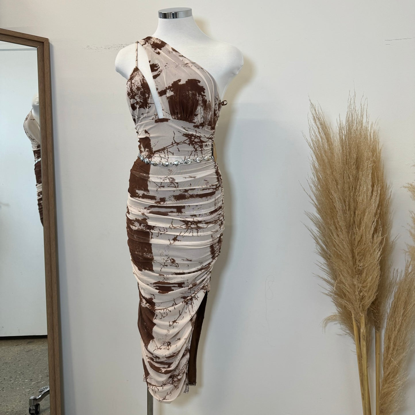 Azari Dress-Brown/white