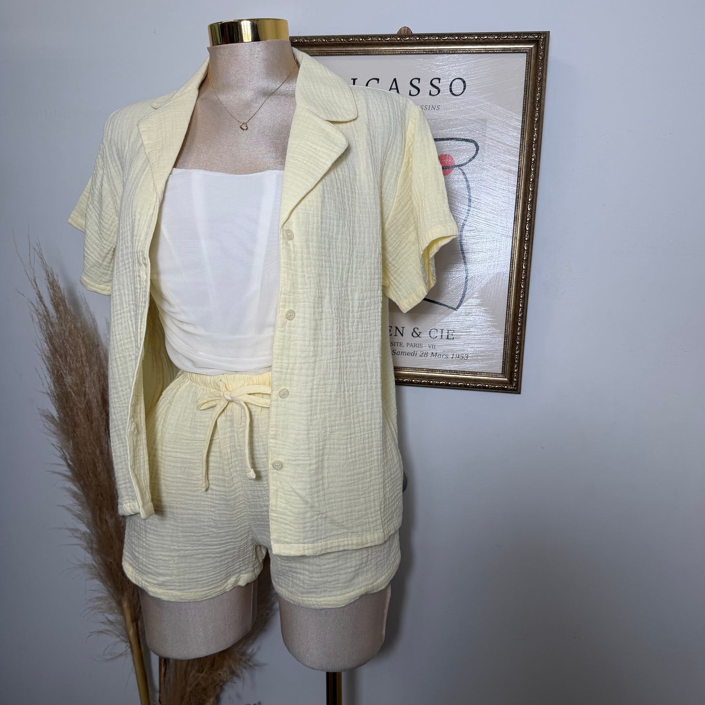 Short sleeve shirt & Short set-Yellow