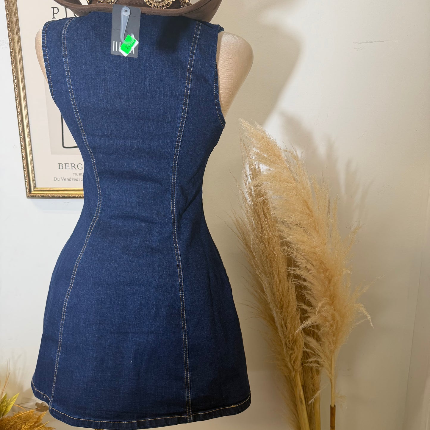 Sleeveless Denim Mini Dress -D Blue