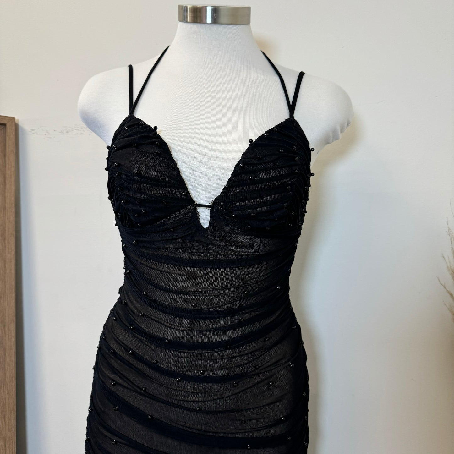 Alaina Pearl Dress-Black