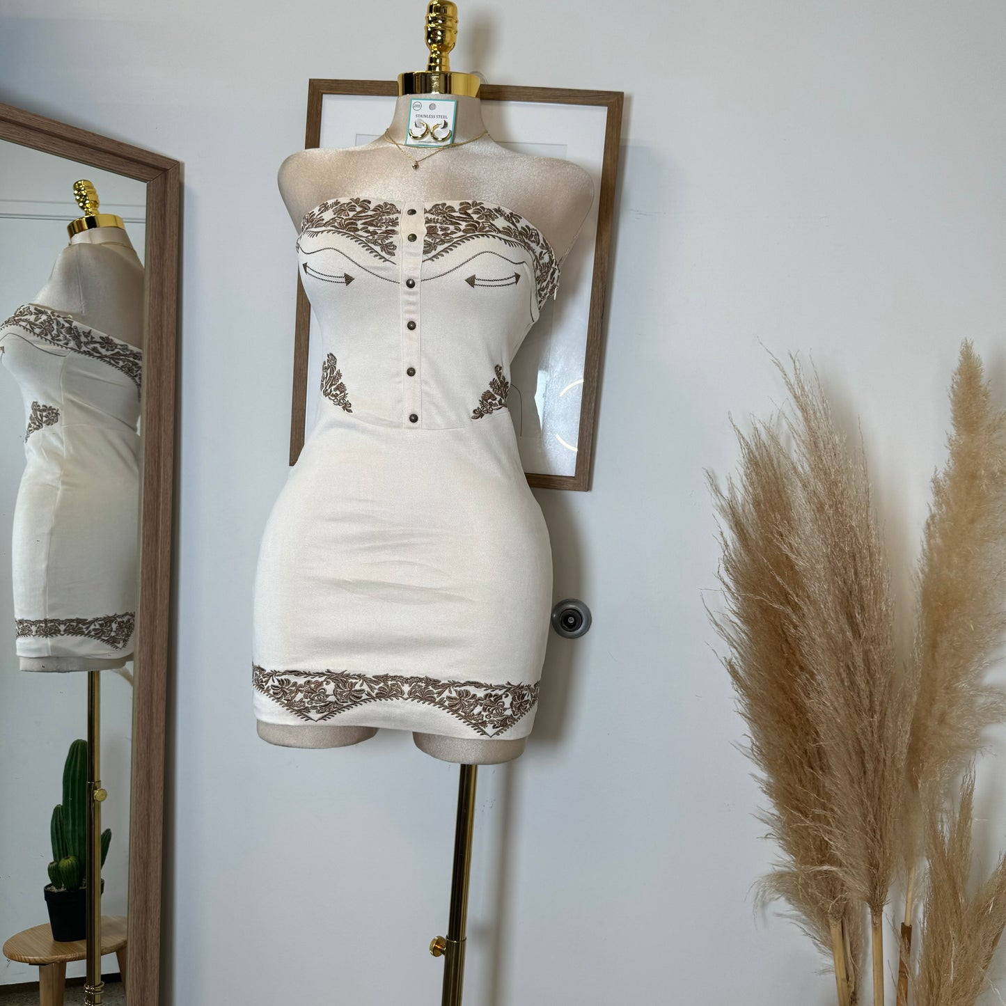 La Bota Suede Dress-Cream