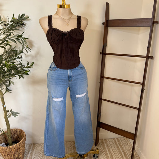 Picnic Corset Top-Brown