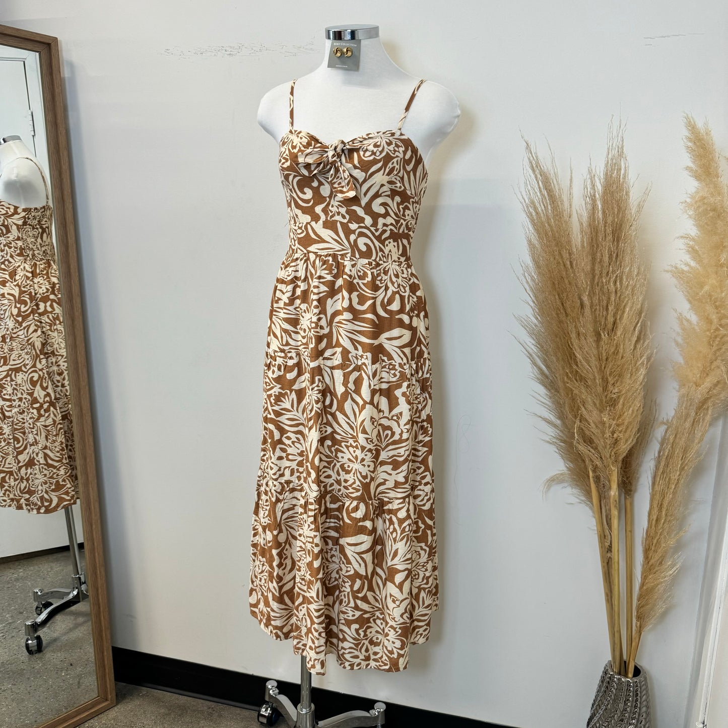 Maxi Dress-Taupe/White