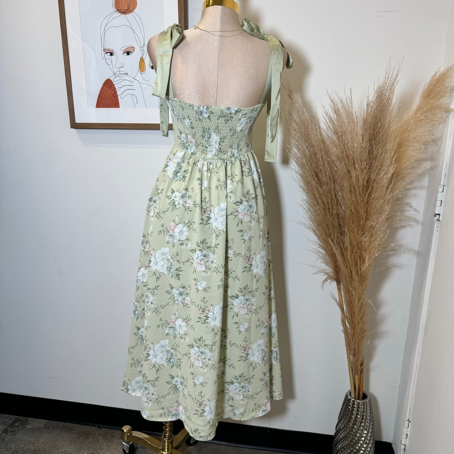 Bunny Corset Maxi Dress-Green