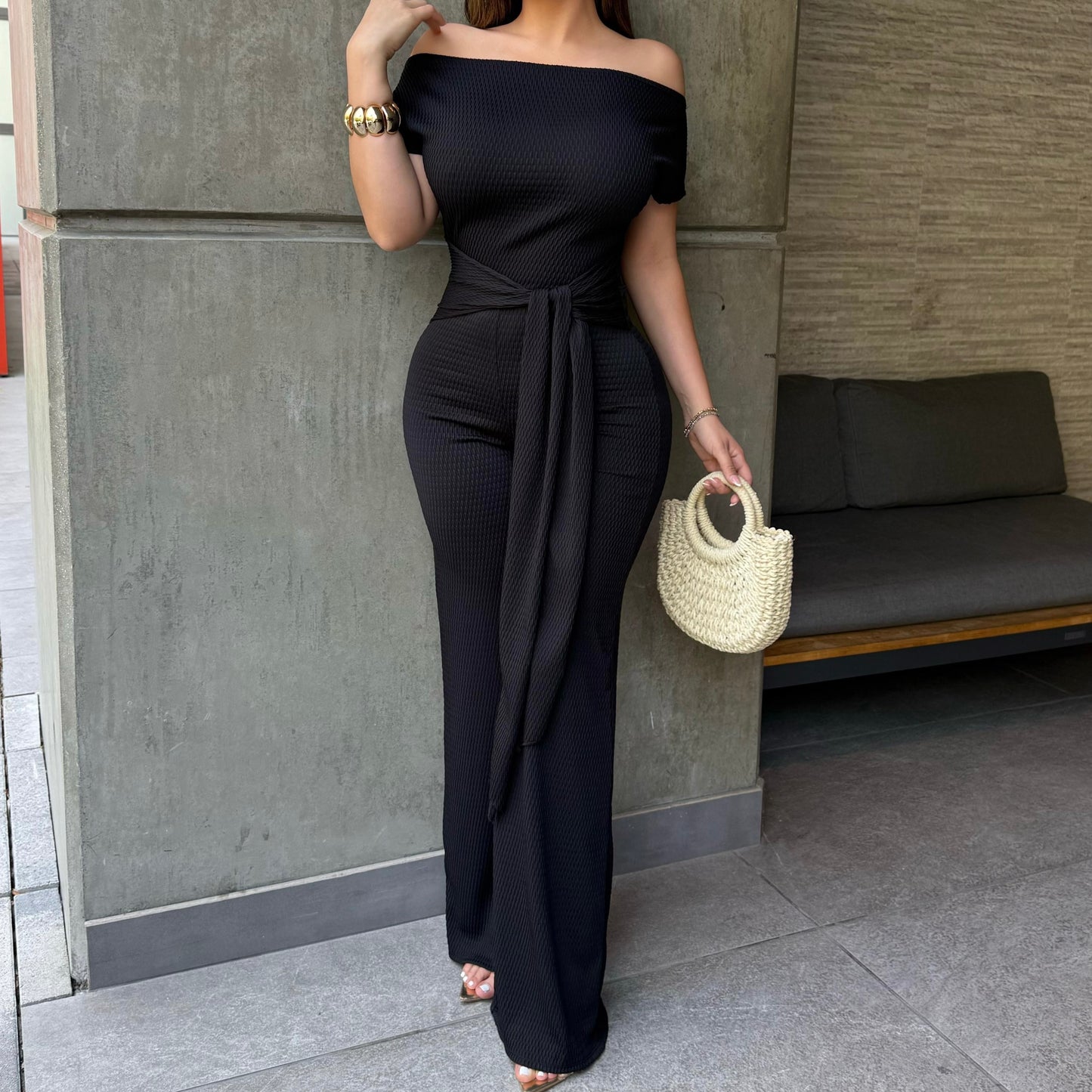 Jumpsuit with Belt-Black