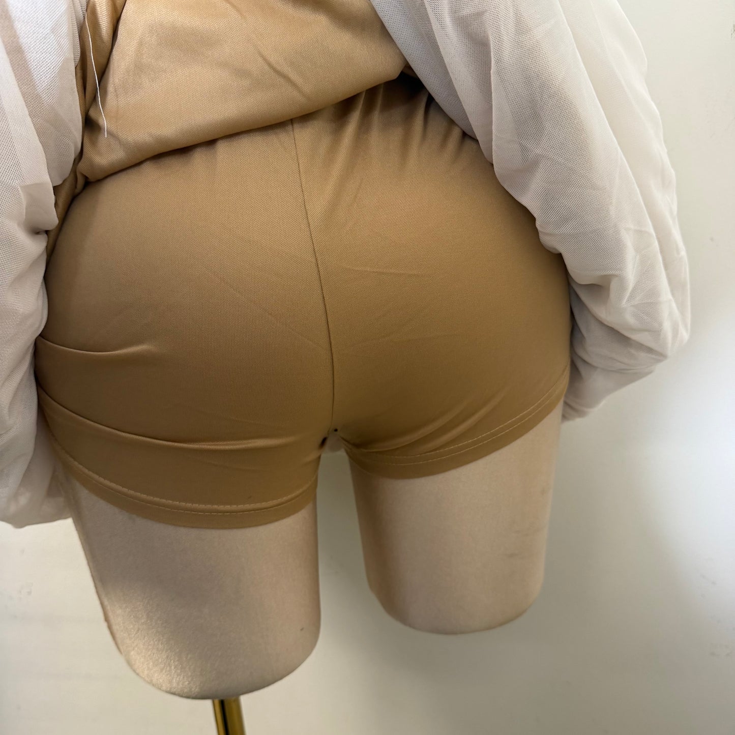 Ballon Mesh Mini Dress-Ivory