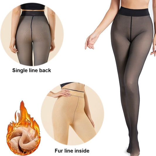 Thermal Fur Lined Pantyhose-black