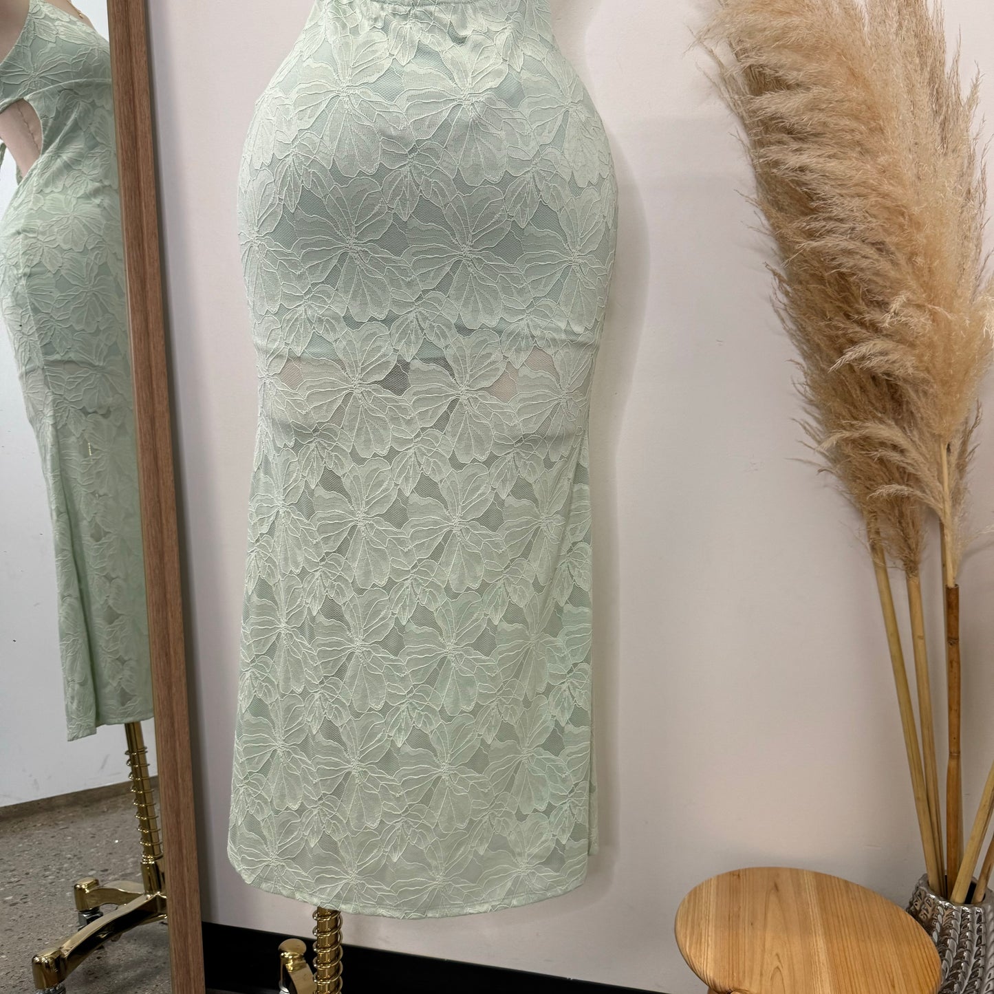 Tie Front Open Back Maxi Dress -Sage Green