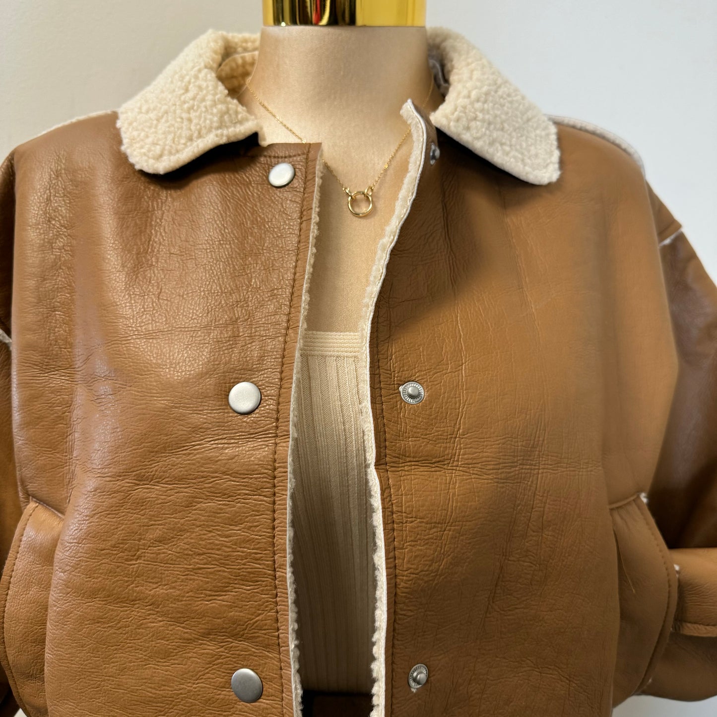 Tu Faux Leather Jacket -Camel