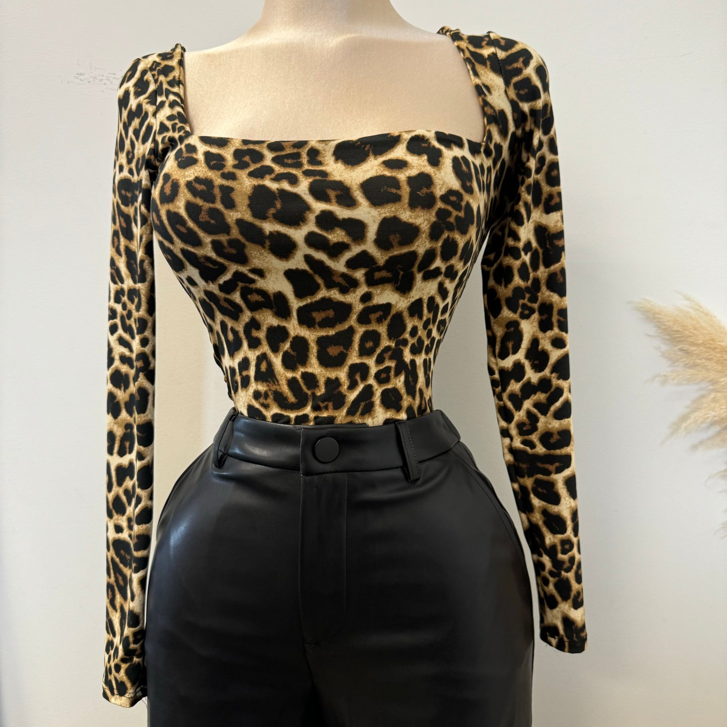 Cheetah Double Layered Long Sleeve Top-Cheetah