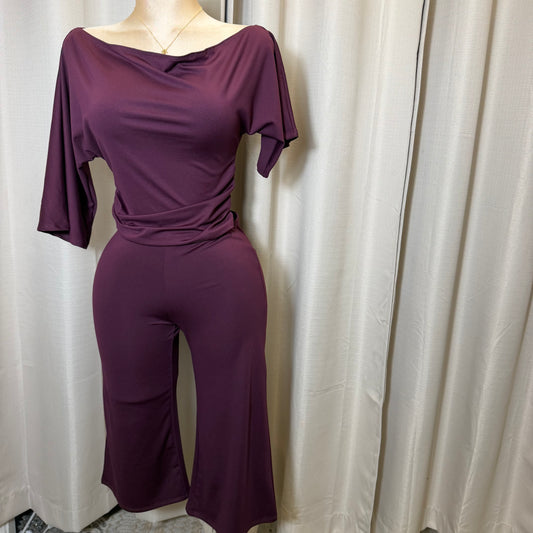 Crop Top Capri set- Plum