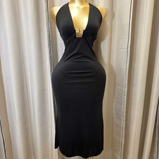 PL-Halter Midi Dress-Black