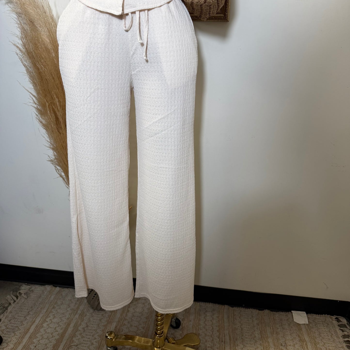 V-Neck Vest & Long pants Sets-Ivory