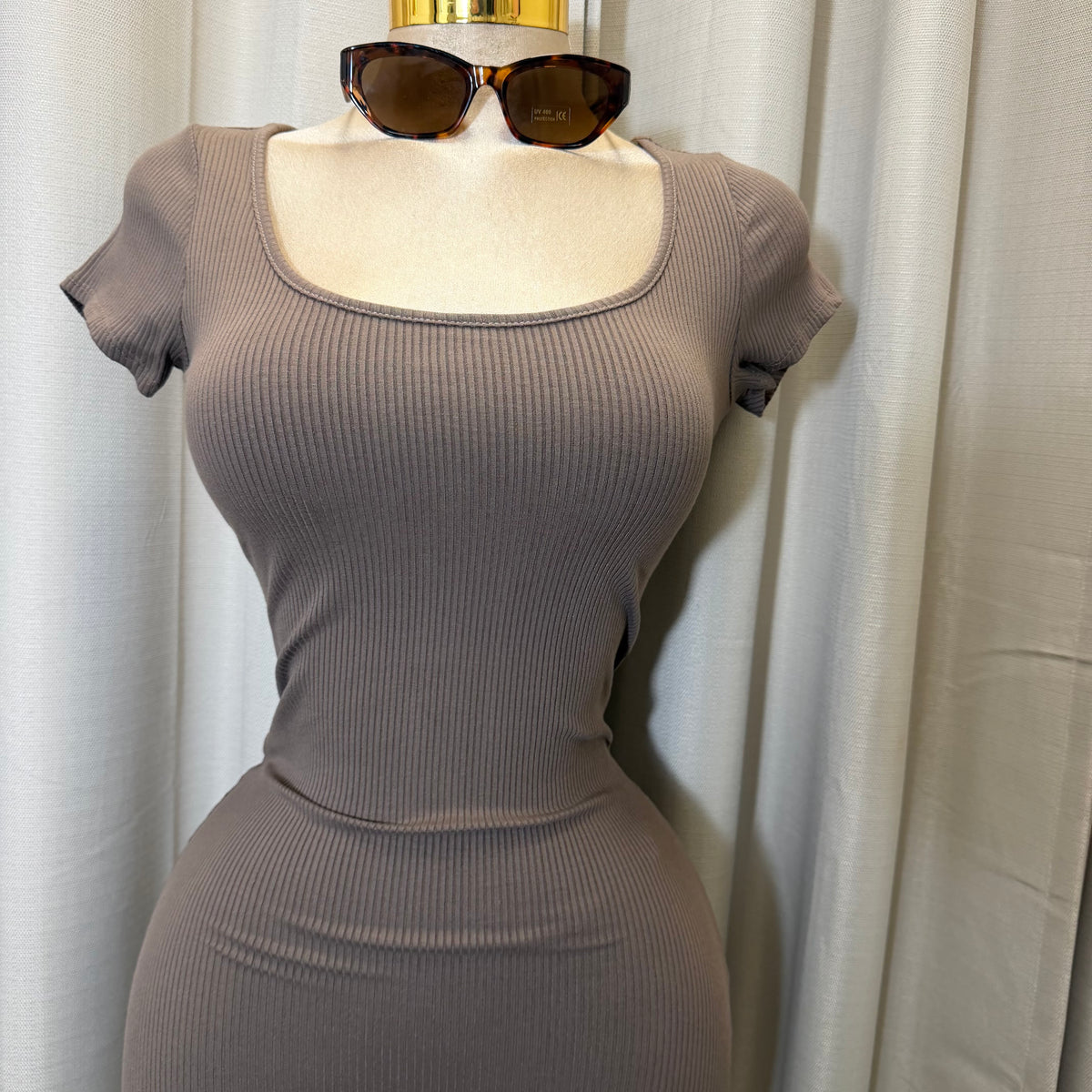 Short sleeve Capri Romper-Mocha