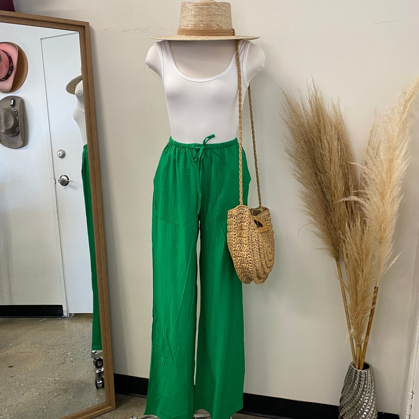 Sayra linen Wide leg Pants-Green