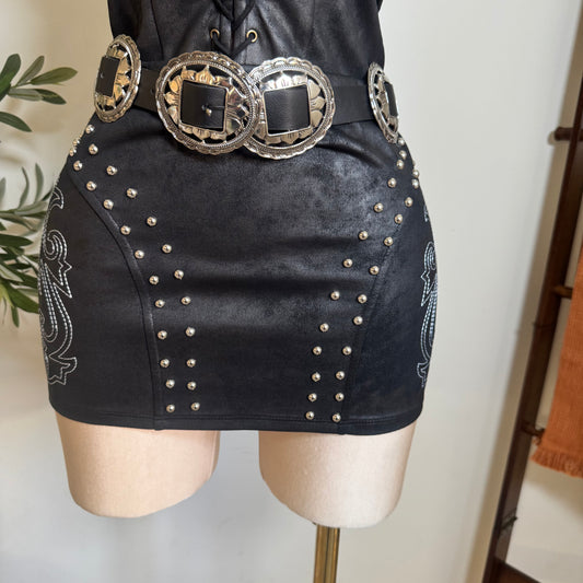 Stud Mini Skirt -Black