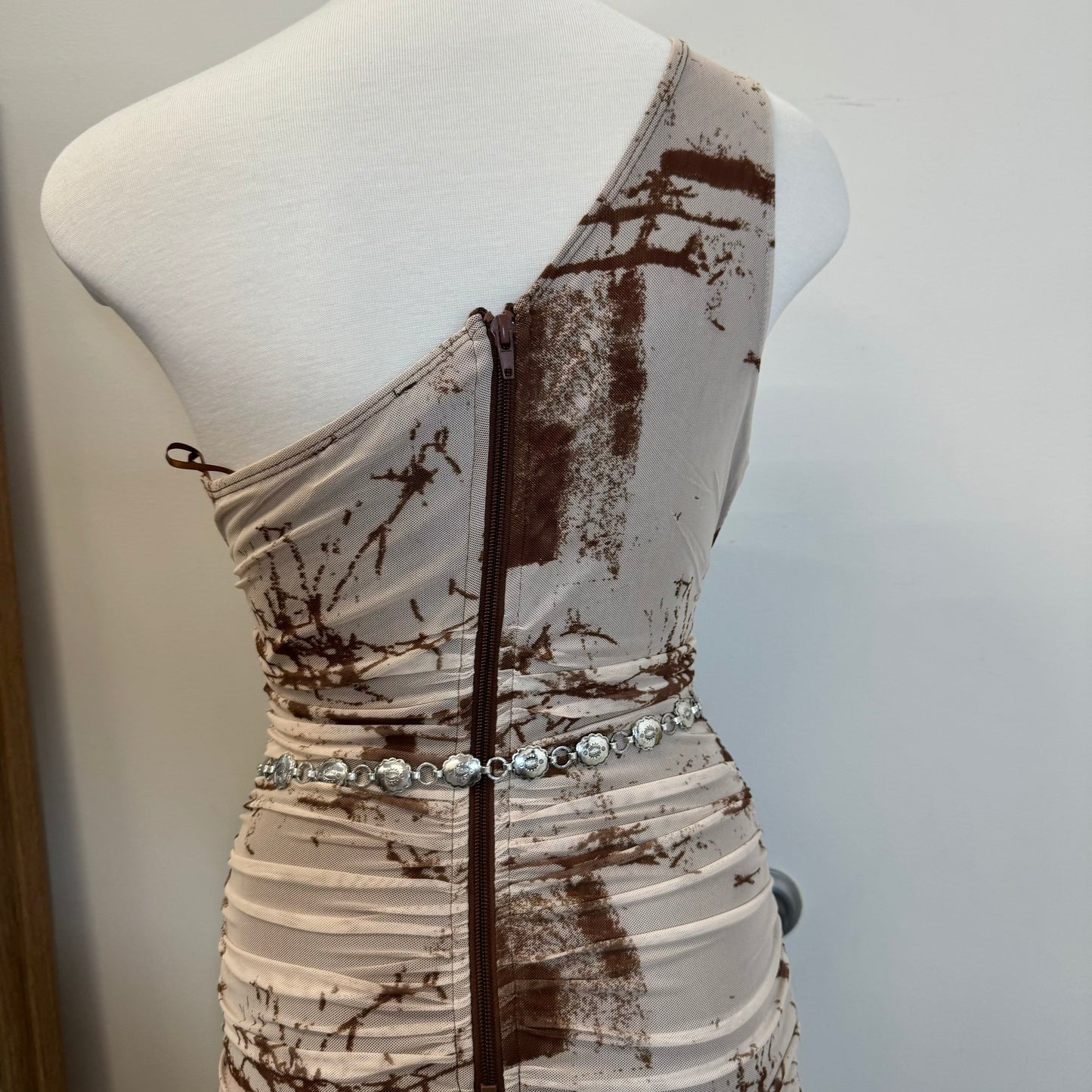 Azari Dress-Brown/white