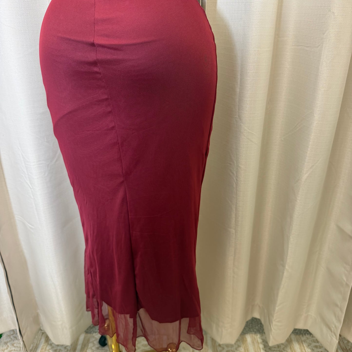 Mismaloya Mesh Dress-Burgundy