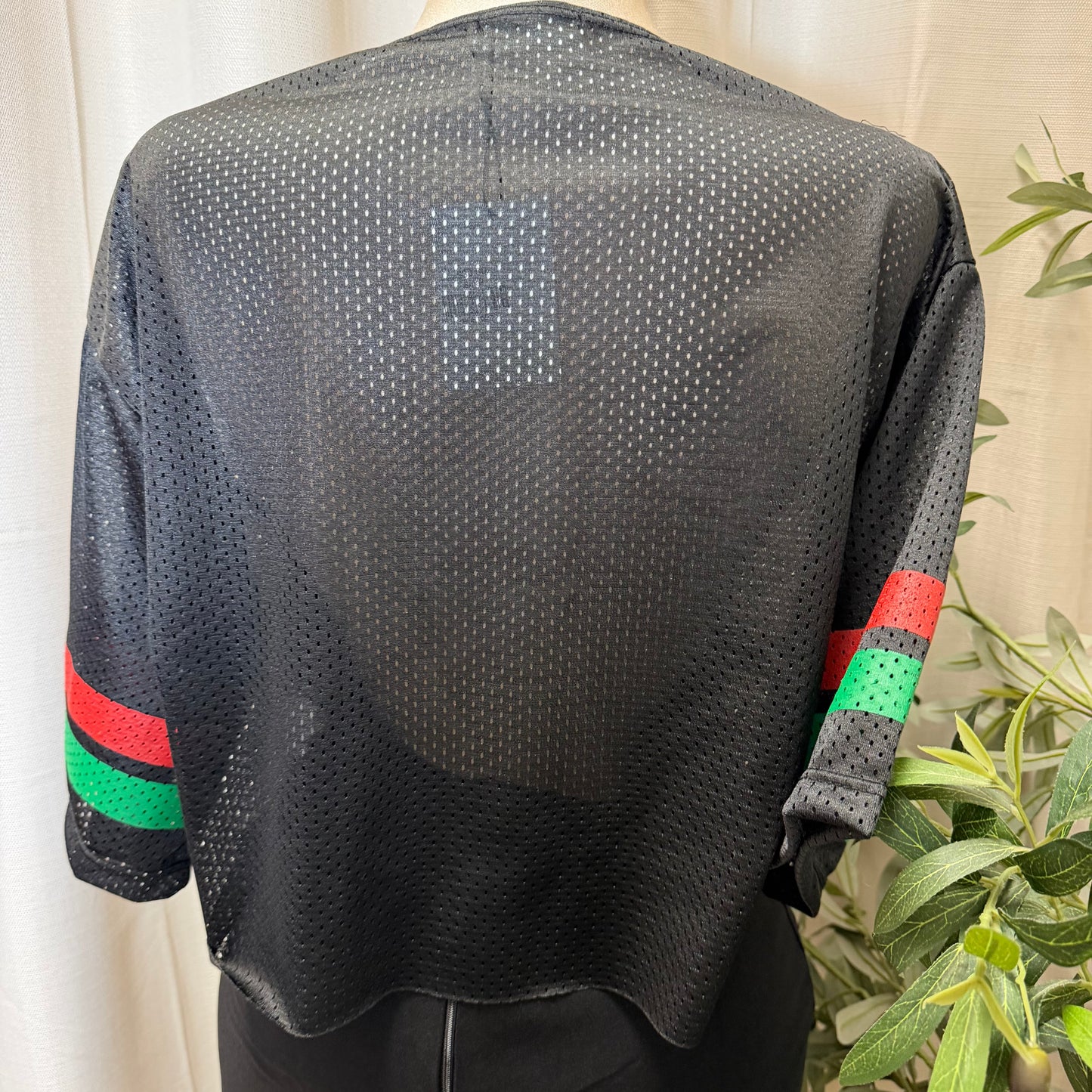Mexico V Neck Lace Jersey-Black