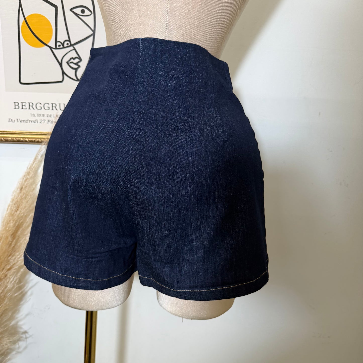 Button Denim Skort-DK Blue