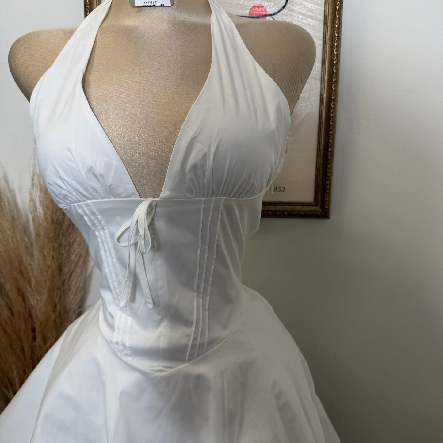Angela Corset Halter Dress-White