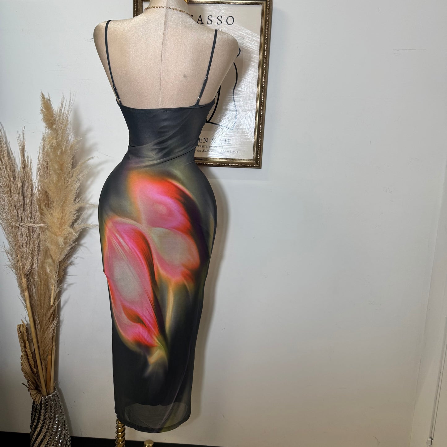 Multicolor Lace Trim Bodycon Midi Dress-Olive