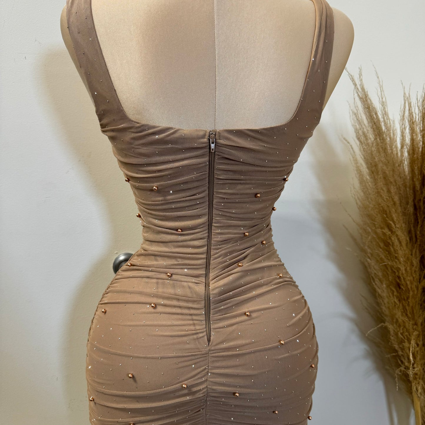 Luz Mesh Dress-Nude