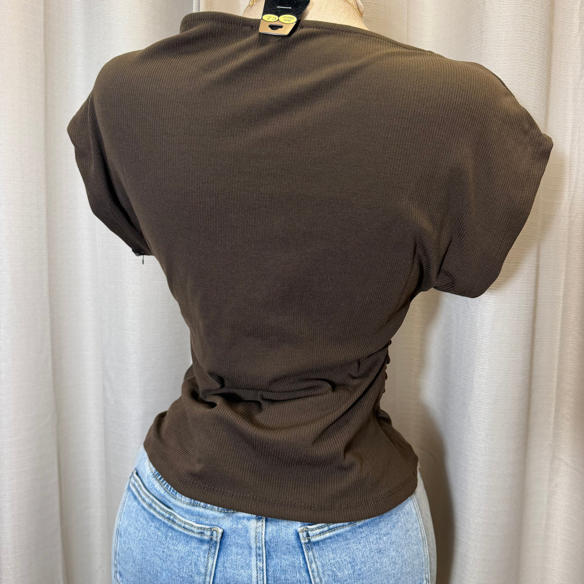 Tied Rib Top-Brown