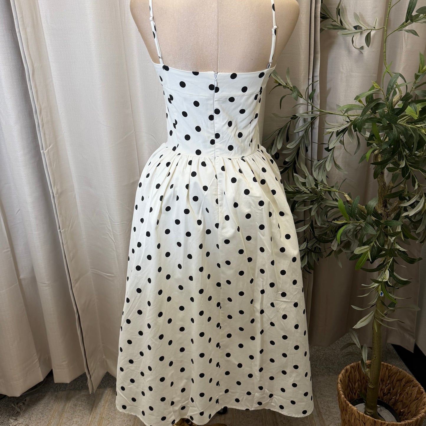 Polka Dot Corset Dress-White/Black
