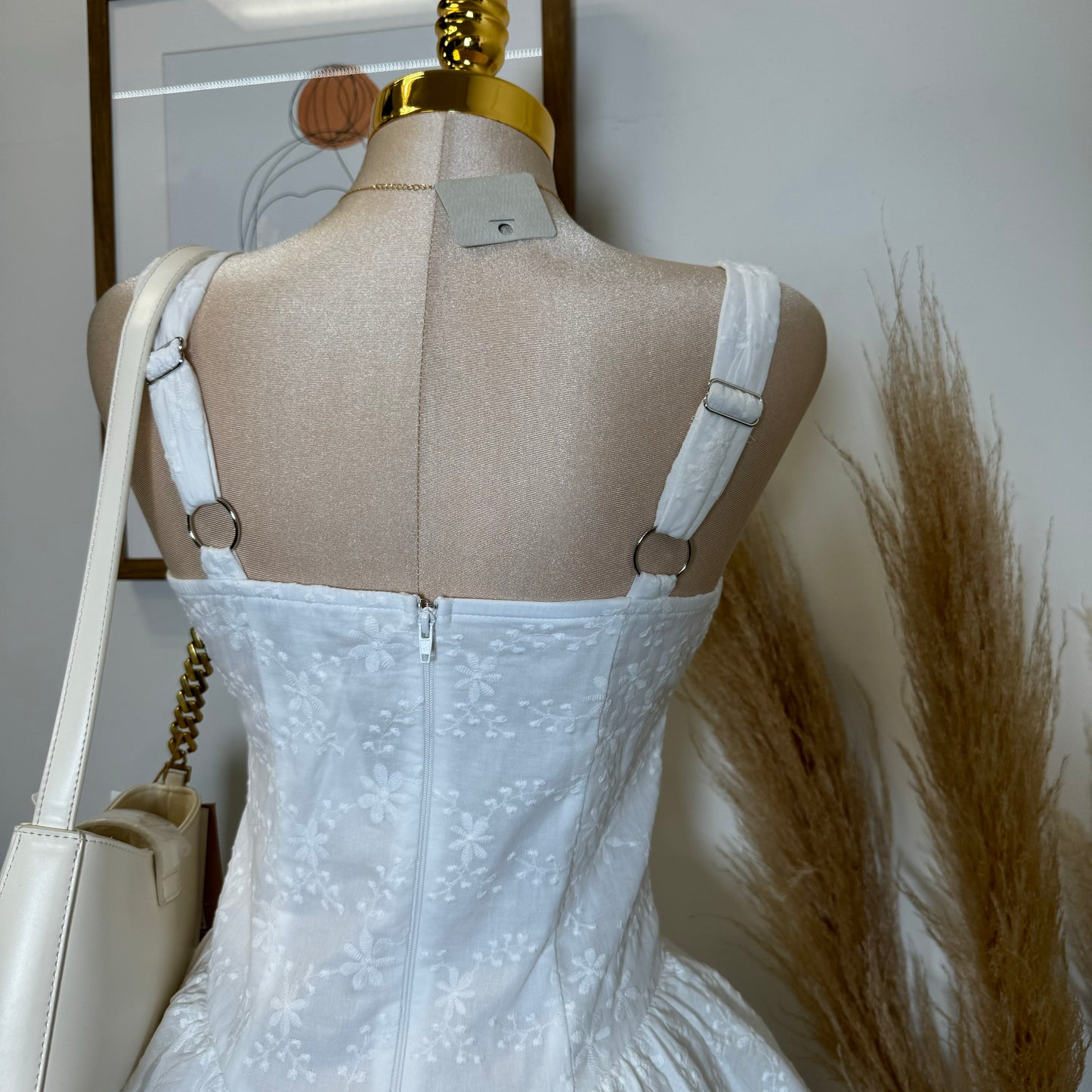 Cotton Corset Double Layer Mini Dress-White