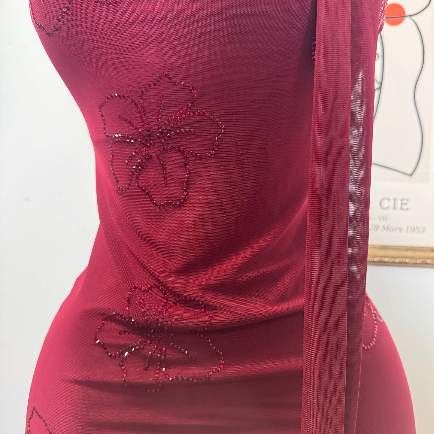 Tube Mini Dress With Scarf-Burgundy