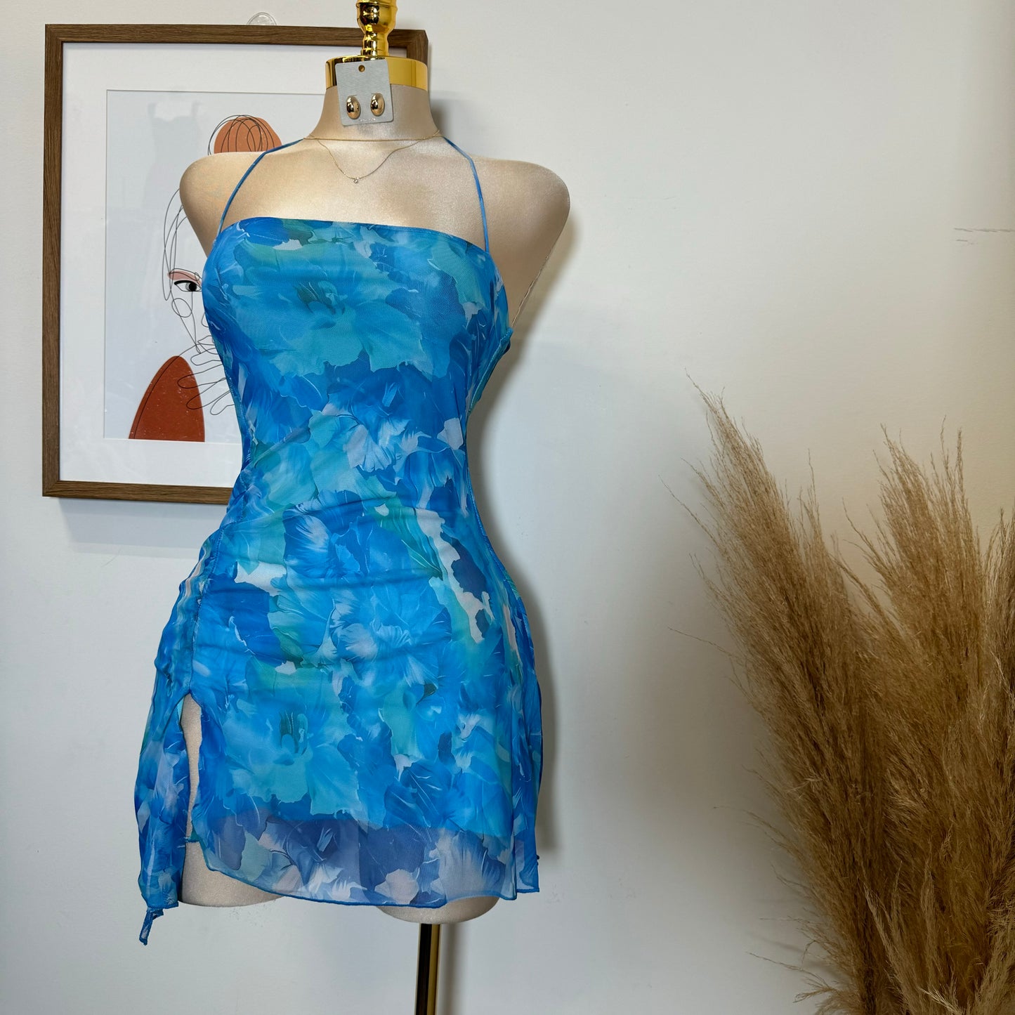 Ay Mama Mesh Dress-Blue