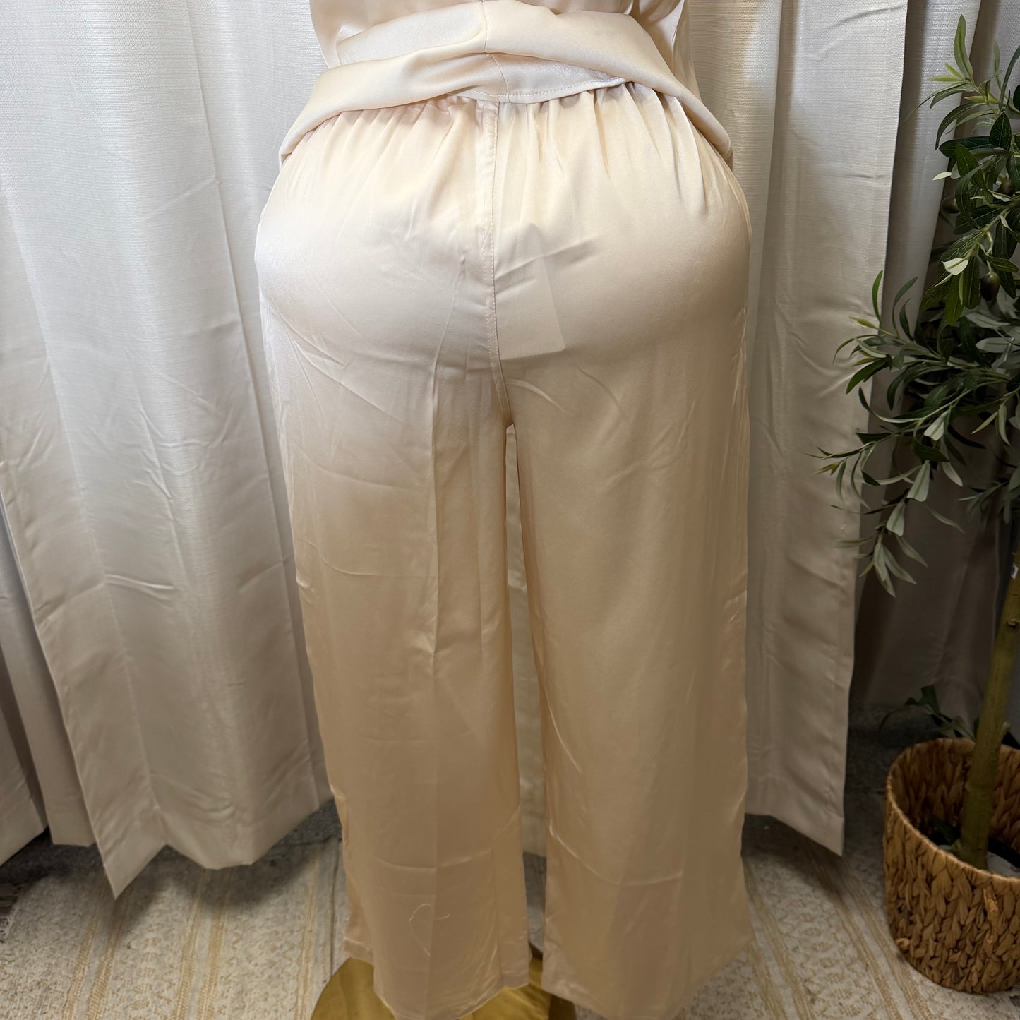 Satin Pant Set-Ivory
