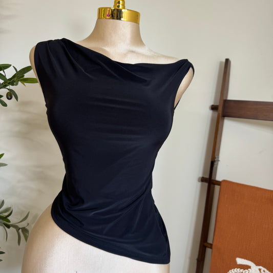 Asymmetrical Off Shoulder Ruched Crop Top-Black