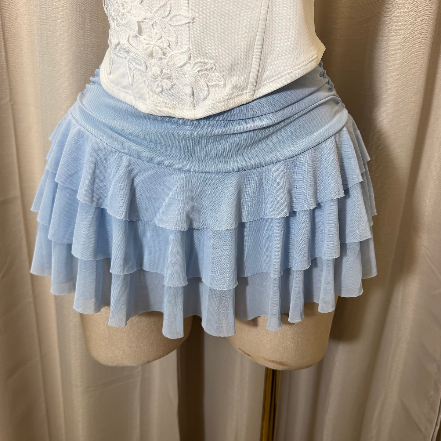 Flare skirt with short underneath- Blue