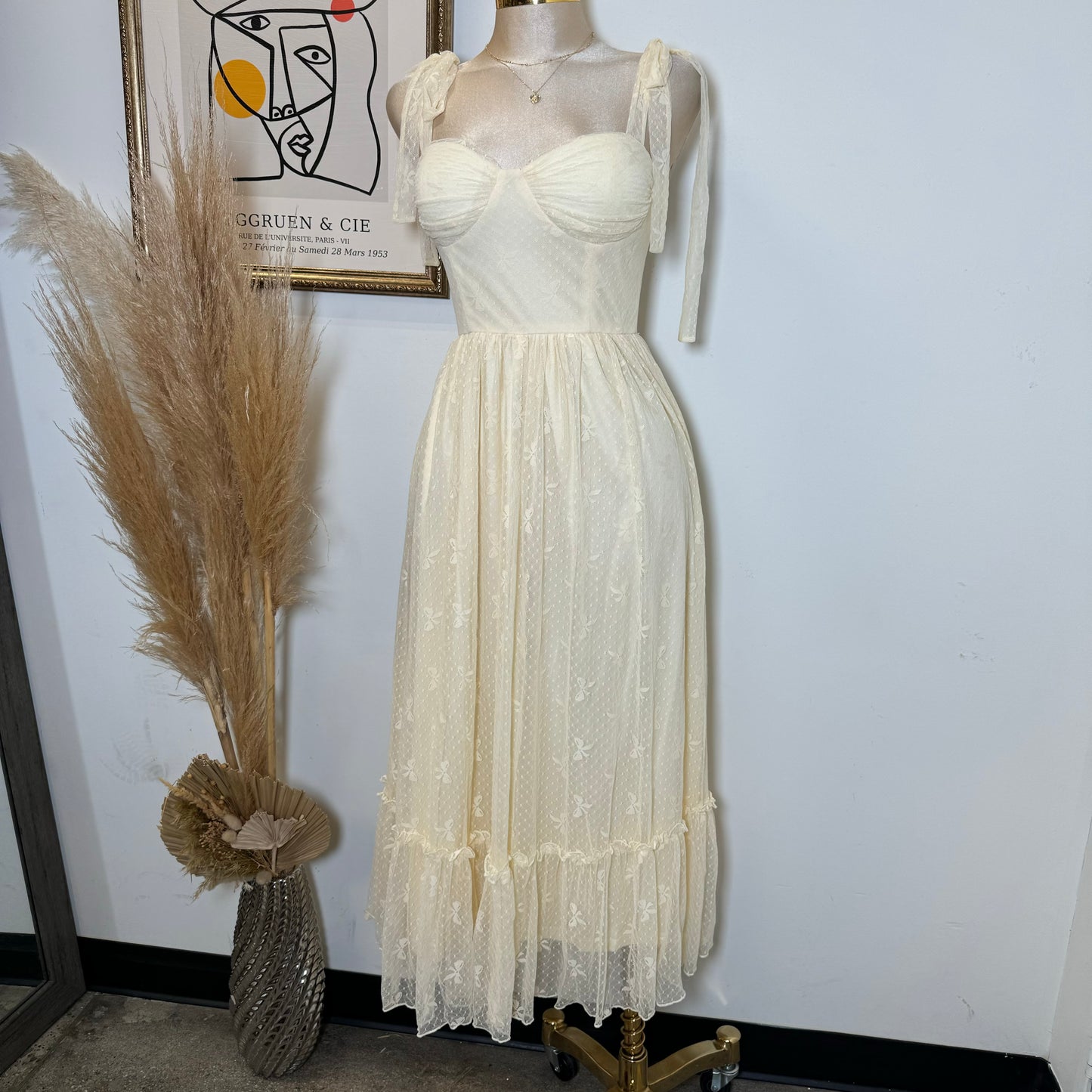 Bow Midi Dress-Ivory