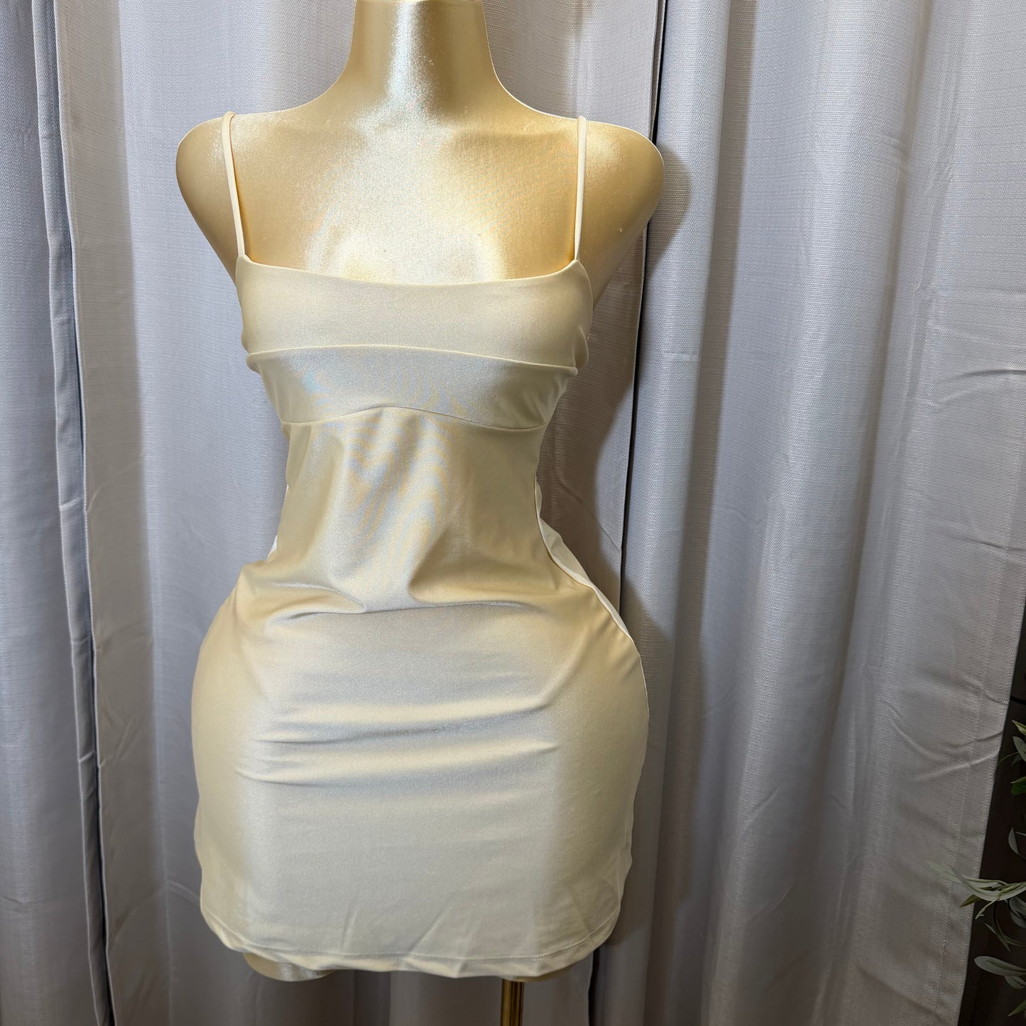 Knit Shakira Spaghetti Straps dress-Butter Cream