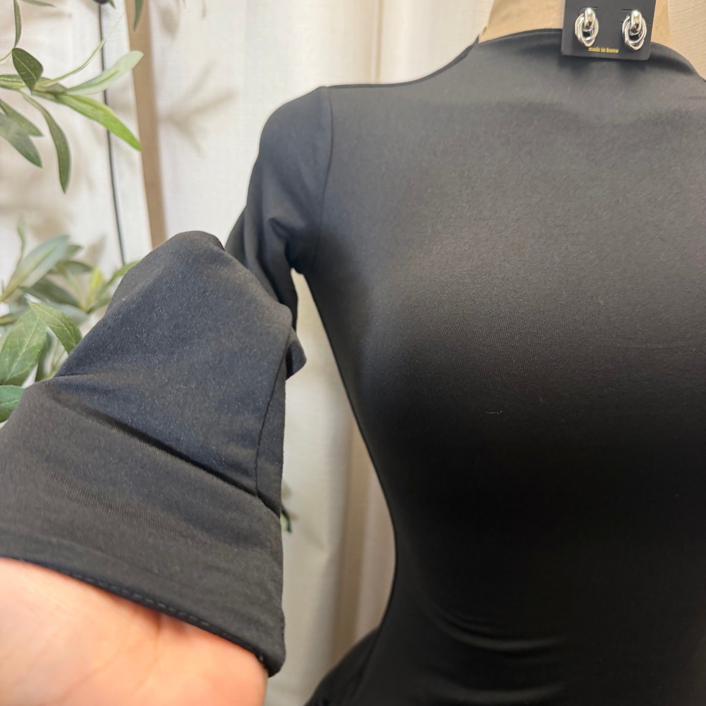 Long Sleeve Double Layered Dress-Black