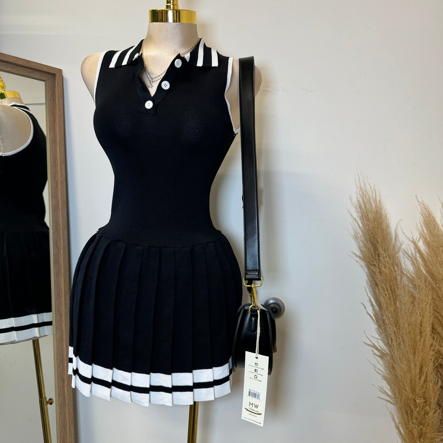 Tennis Dress-Black/White