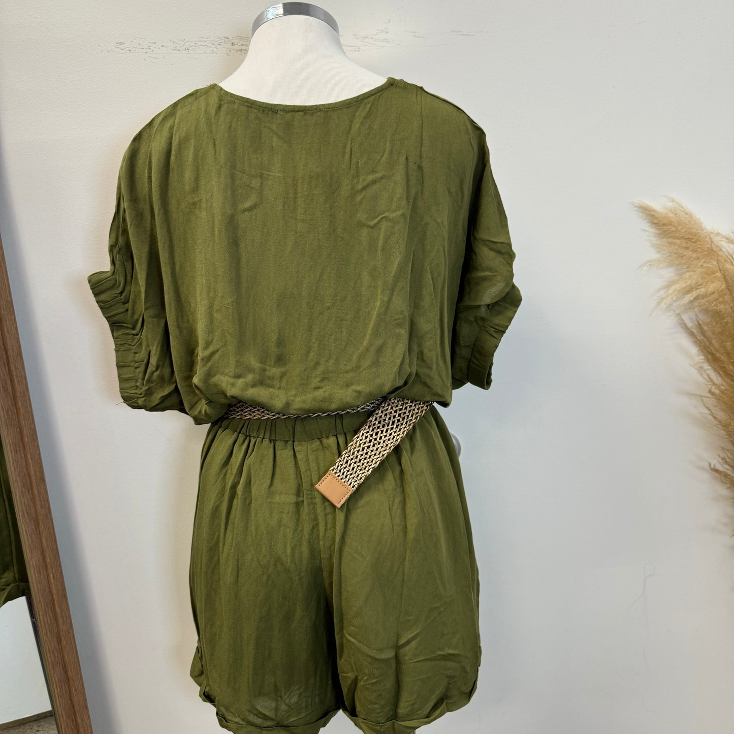 Rosalía Romper With Belt-Olive