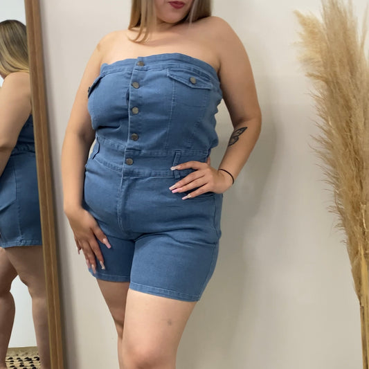 Denim Romper PL-Blue