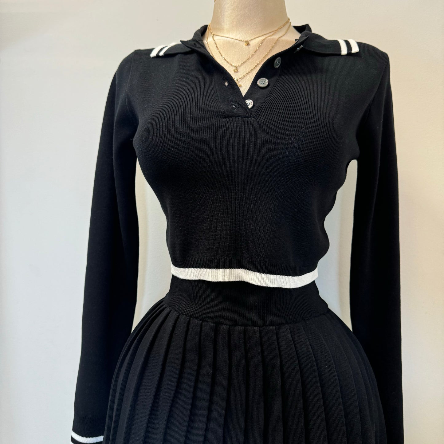 Tennis Skirt Set-Black