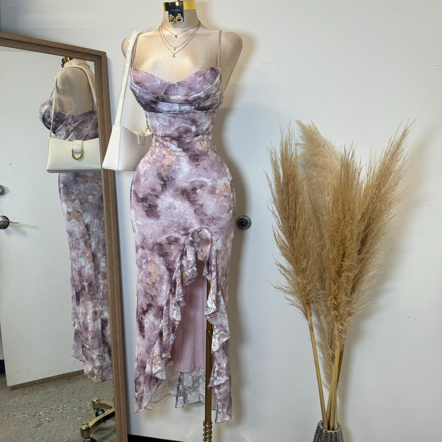 Mismaloya Lace Dress-Multi Pink