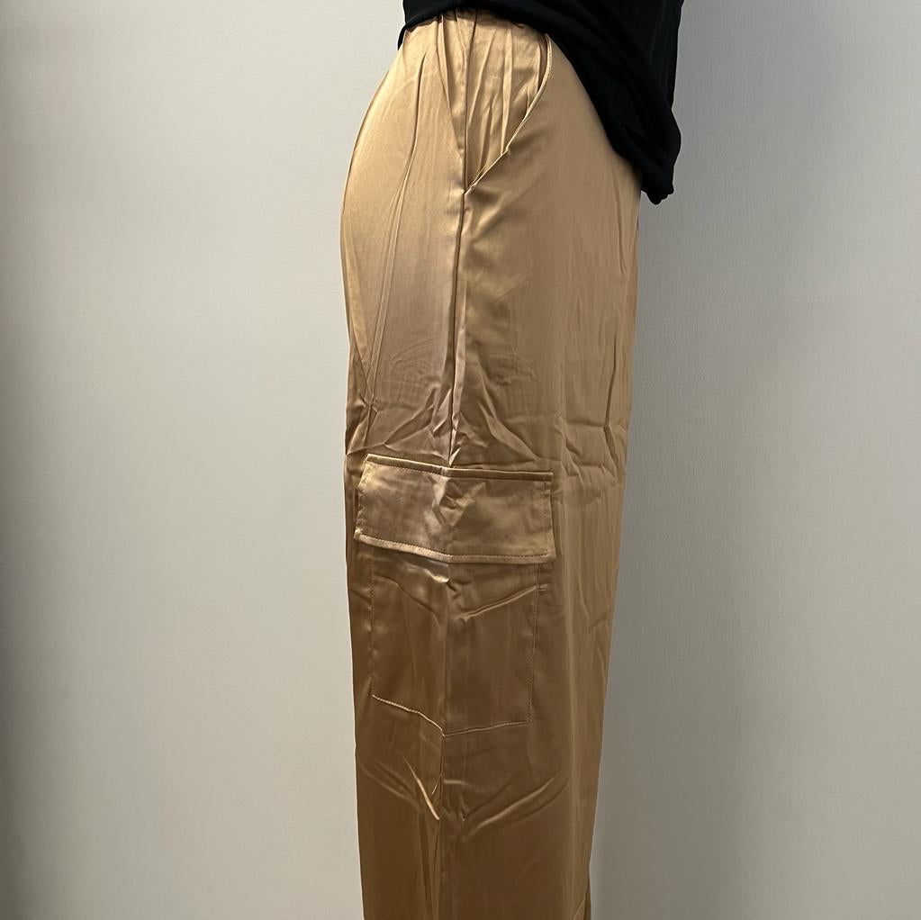 KEYZA SATIN CARGO PANTS PL-MOCHA